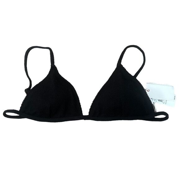 NWT Good American Black Fits Perfect Triangle Bikini Textured Swim Top - Picture 1 of 9